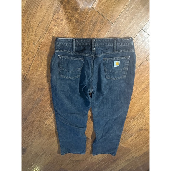 Carhartt Relaxed Fit Denim Cropped Pants Women's Size 6 x 30 Blue Jean - Picture 2 of 3